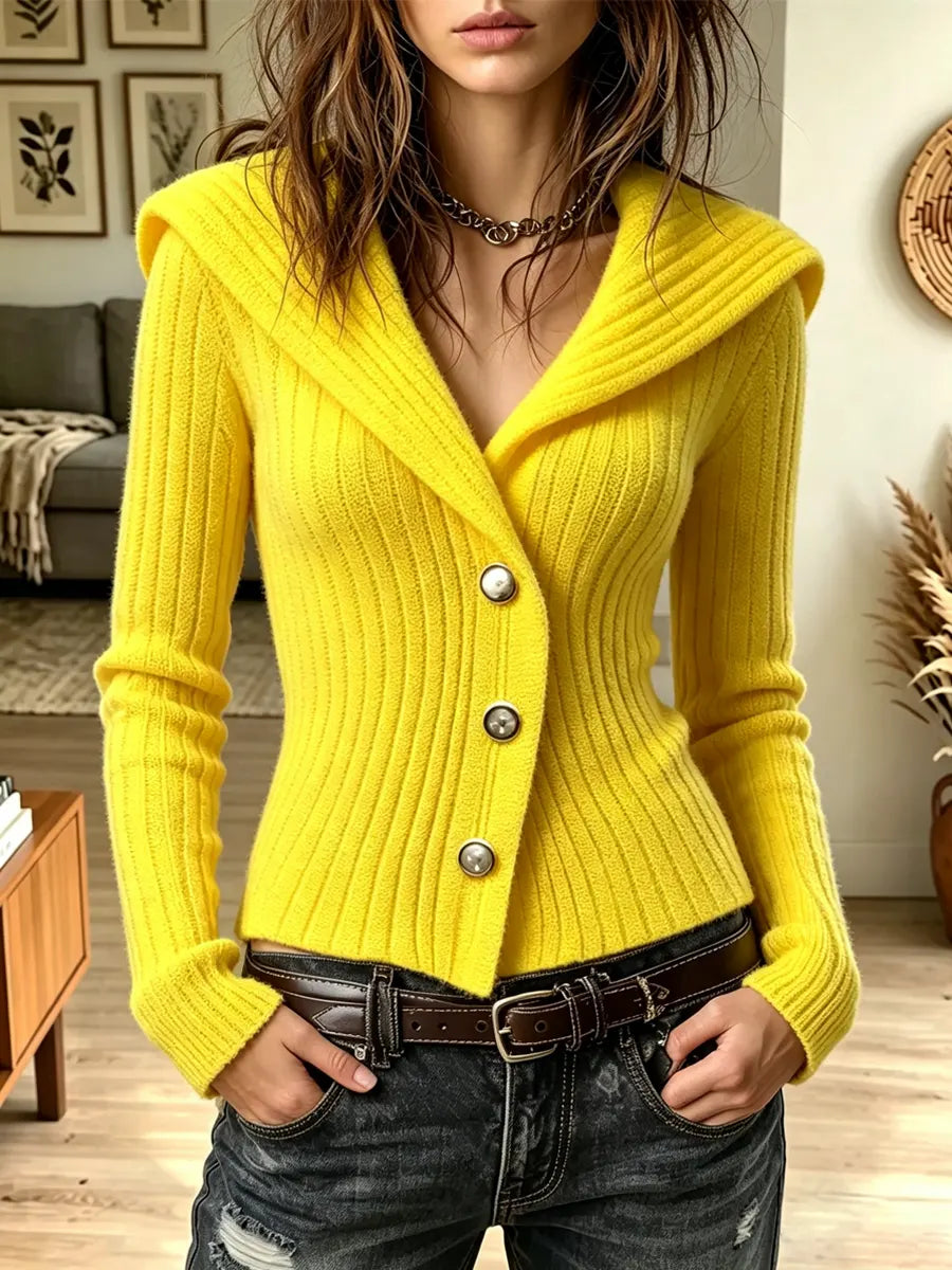 Retro Solid Color Art Casual Stylish Long Sleeve Knitted Cardigan Sweater