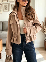 Retro Zip Chic Art Casual Stylish Lapel Long Sleeve Coat