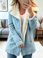 Women's Sherpa-Lined Suede Buckle Coat