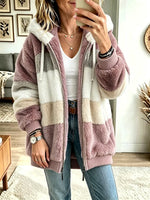 Women's Color-block Warm Hooded Coat