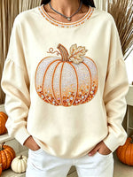 Vintage Autumn Halloween Pumpkin Art Print Crewneck Sweatshirt