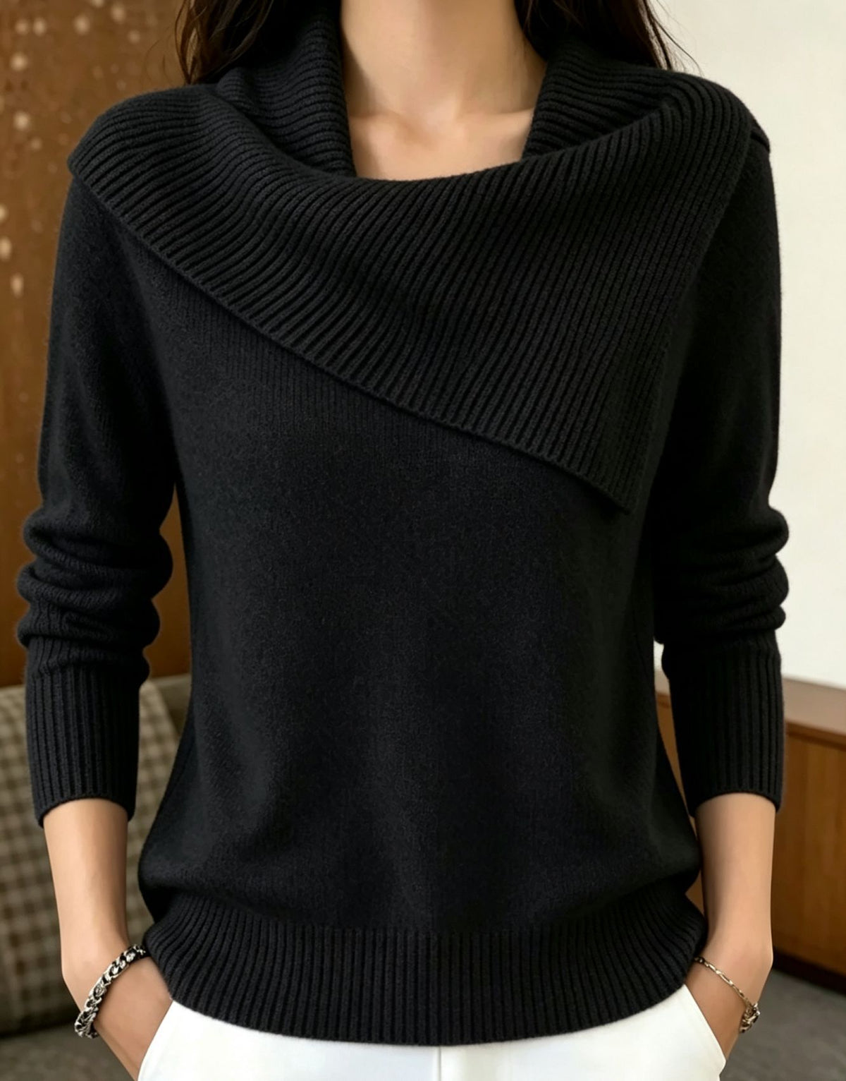 Collared Cold‑Shoulder Button Down Blouse Long Puff Sleeve V‑Neck Shirt