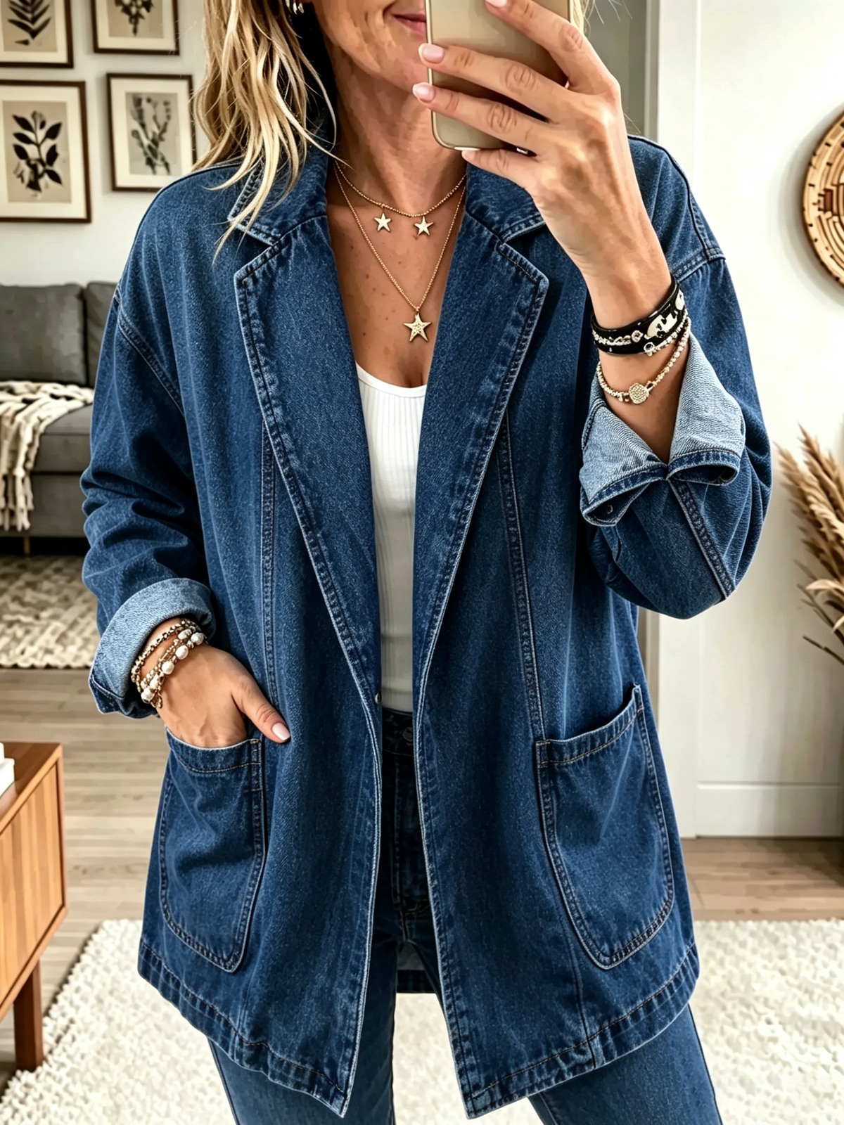 Women's Denim Blazer Jacket