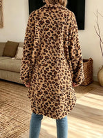 Retro Chic Leopard Pattern Art Casual Stylish Lapel Long Sleeve Coat