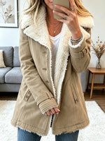 Women's Sherpa-Lined Suede Buckle Coat