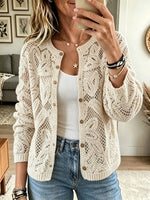 Women's Floral Open-Knit Crochet Cardigan