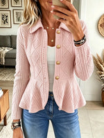 Women's Cable Knit Peplum Cardigan Jacket