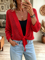Women's Open-Knit Tie-Front Cardigan Shrug
