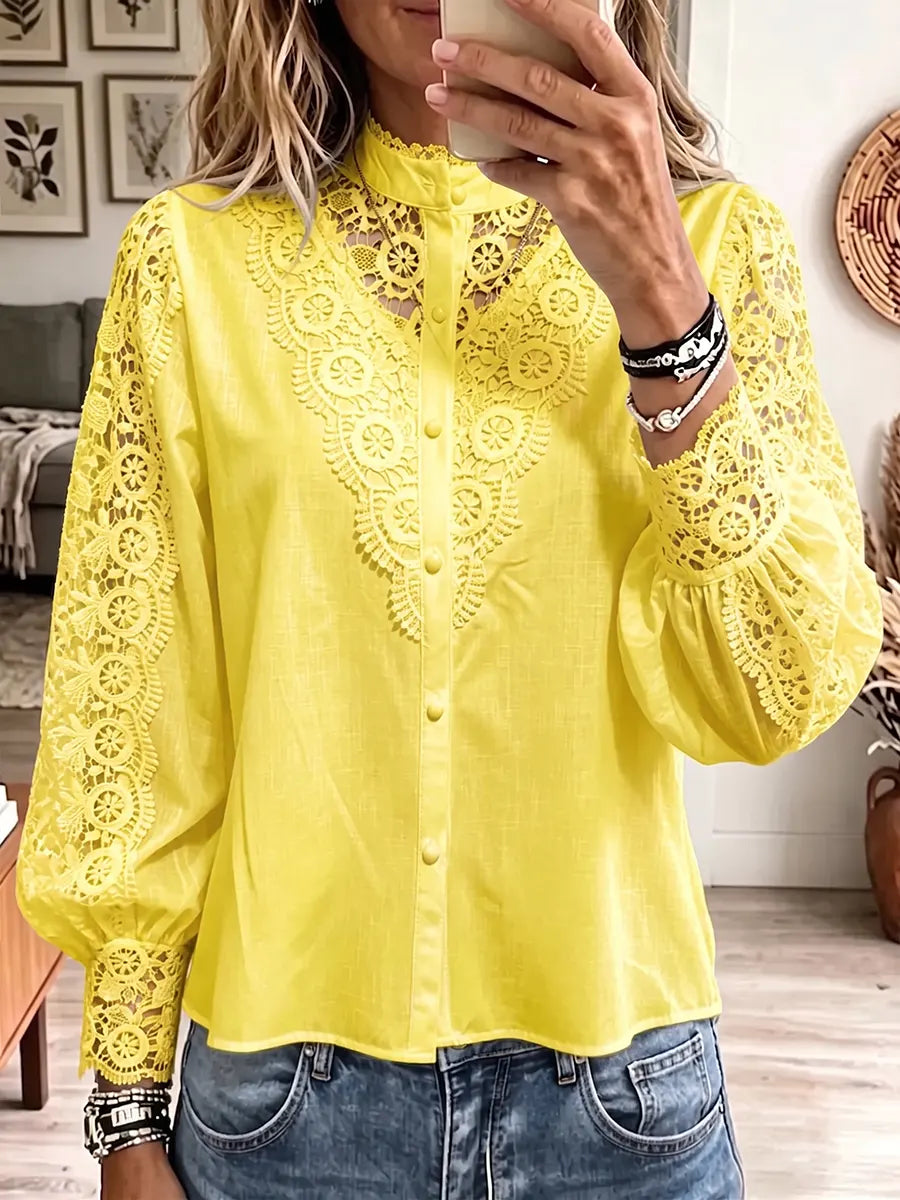 Vintage Elegant Patchwork Openwork Lace Shirt