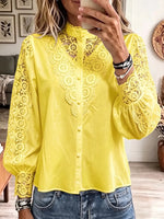 Vintage Elegant Patchwork Openwork Lace Shirt