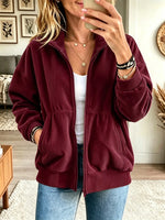 Women's Full-Zip Ribbed Knit Bomber Jacket