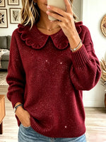 Vintage Elegant Shiny Peter Pan Collar Long-sleeved Sweater