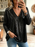 Women's Sequin V-Neck Tunic Top