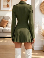 Vintage Chic Art Casual Stylish Long Sleeve Midi Military-inspired Blazer Dress
