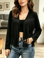 Retro Western Fringe Art Casual Stylish Long Sleeve Cardigan Coat