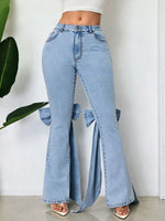 Retro Chic Bow Art Casual Stylish High Waist Denim Pants