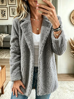 Women's Notch Collar Plush Sherpa Coat