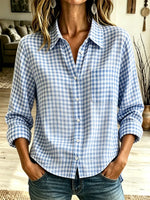 Retro Classic Plaid Pattern Art Casual Stylish Long Sleeve Lapel Cotton Shirt