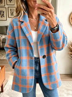 Retro Plaid Pattern Art Cozy Casual Stylish Long Sleeve Coat
