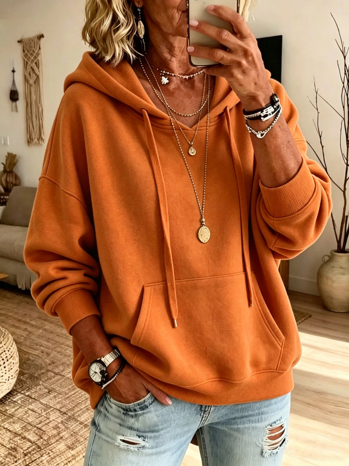 Women's Oversized Drawstring Hoodie