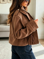 Retro Zip Chic Art Casual Stylish Lapel Long Sleeve Coat