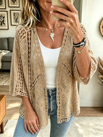 Women's Sheer Floral Lace Open-Front Kimono Cardigan