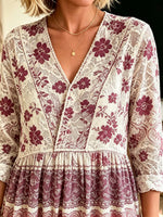 Women's Floral Print V-Neck Maxi Dress
