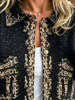 Women's Abstract Jacquard Button-Down Cardigan Jacket