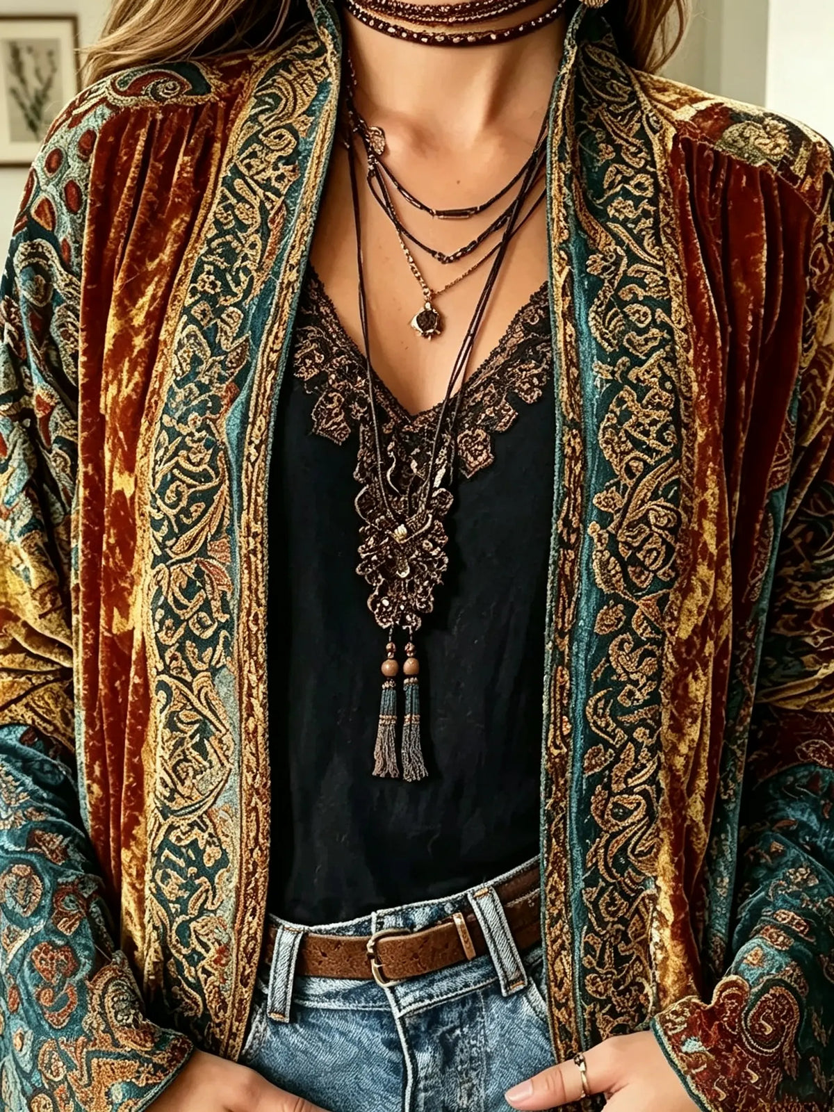 Women's Vintage Velvet Cardigan