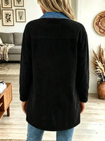 Women's Denim Trim Longline Corduroy Shacket