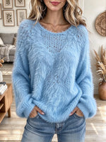 Women's Fuzzy Crew Neck Sweater