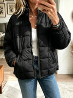 Women’s Stand Collar Zip Up Lightweight Short Padded Coat