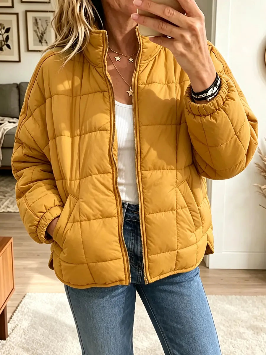 Women’s Stand Collar Zip Up Lightweight Short Padded Coat