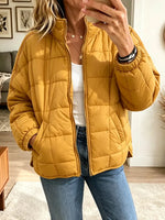 Women’s Stand Collar Zip Up Lightweight Short Padded Coat