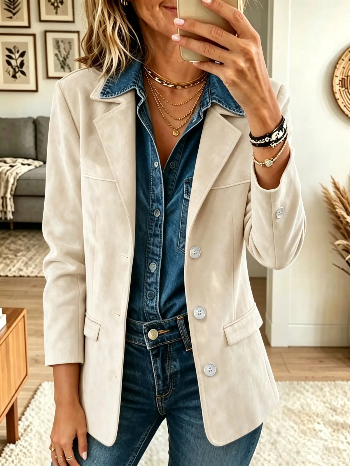 Women's Suede Tailored Blazer