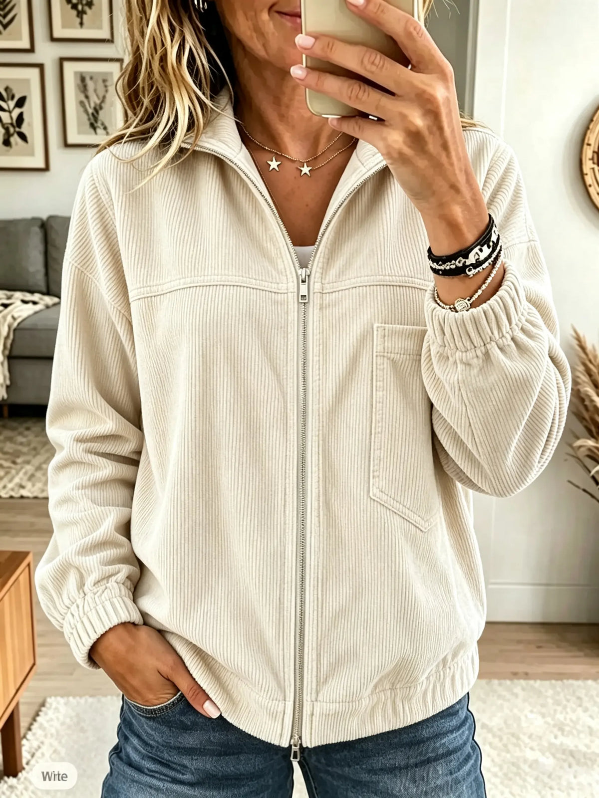 Women's Corduroy Full-Zip Bomber Jacket
