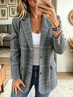 Women's Plaid Single-Breasted Tailored Blazer