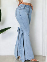 Retro Chic Bow Art Casual Stylish High Waist Denim Pants