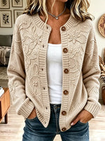 Retro Floral Pattern Art Casual Stylish Long Sleeve Knitted Cardigan Sweater