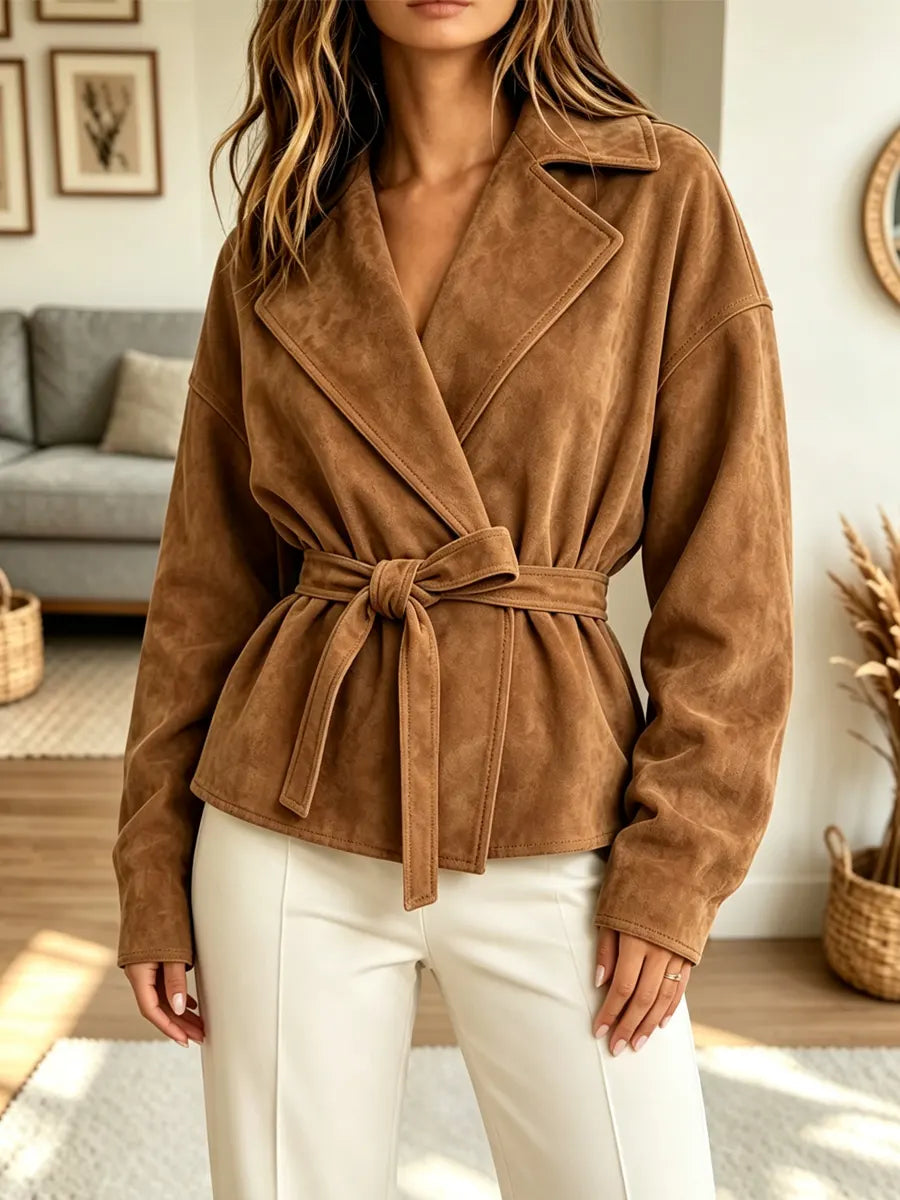 Retro Cozy Solid Color Lapel Art Casual Stylish Long Sleeve Coat