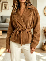 Retro Cozy Solid Color Lapel Art Casual Stylish Long Sleeve Coat