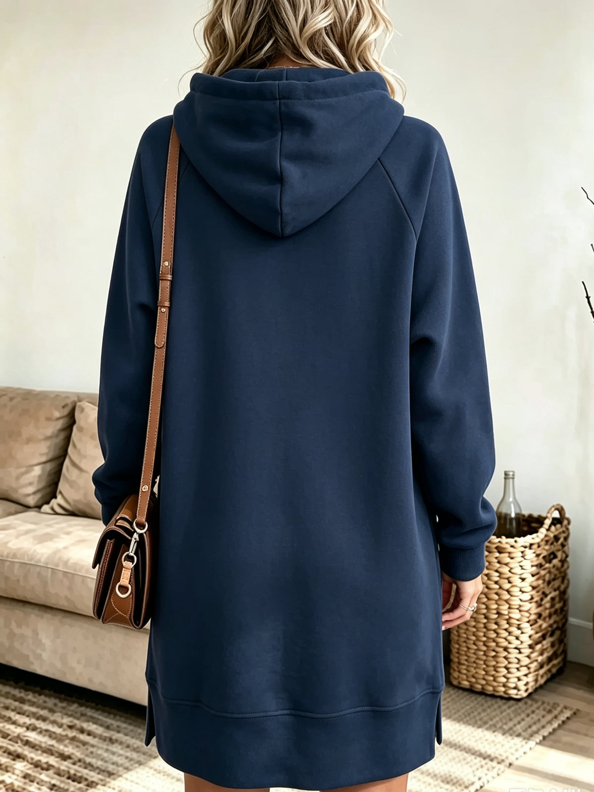 Women's Drawstring Hooded Sweatshirt Dress