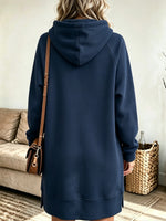 Women's Drawstring Hooded Sweatshirt Dress