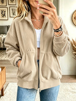 Women's Full-Zip Ribbed Knit Bomber Jacket