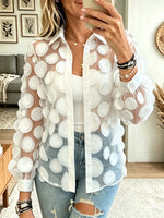 Women's 3D Polka Dot Sheer Button-Down Shirt