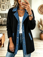 Women's Denim Trim Longline Corduroy Shacket