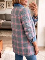 Vintage Elegant Denim Patchwork Plaid Jacket