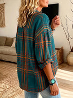 Vintage Elegant Cotton Linen Plaid Shirt