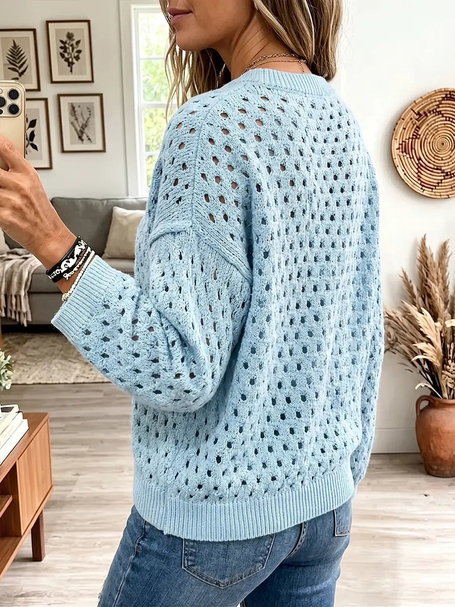 Vintage Elegant Knit Top Warm Openwork Sweater Jacket