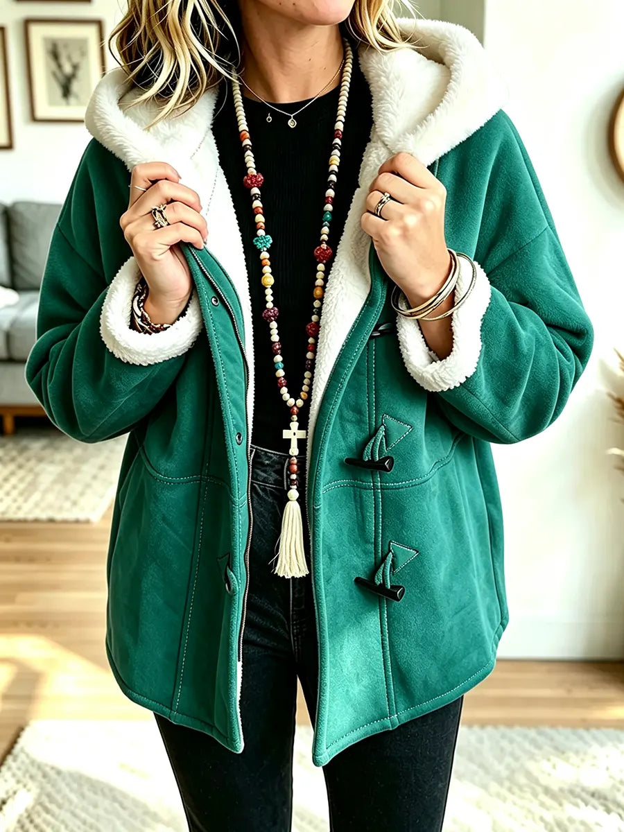 Women's Retro Toggle Button Hooded Coat